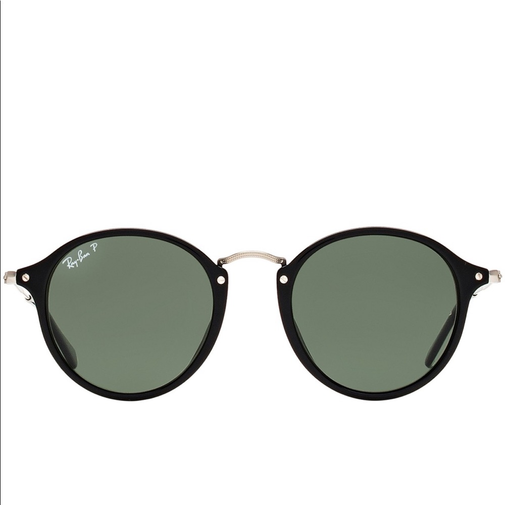 Black & Silver RayBan round fleck sunglasses